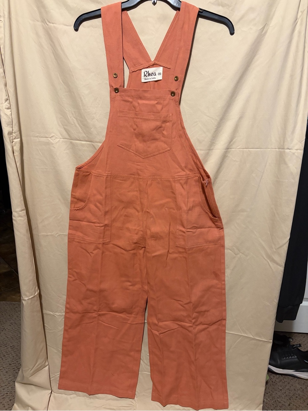Women's Rust Orange Cotton Blend Overalls Jumpsuit